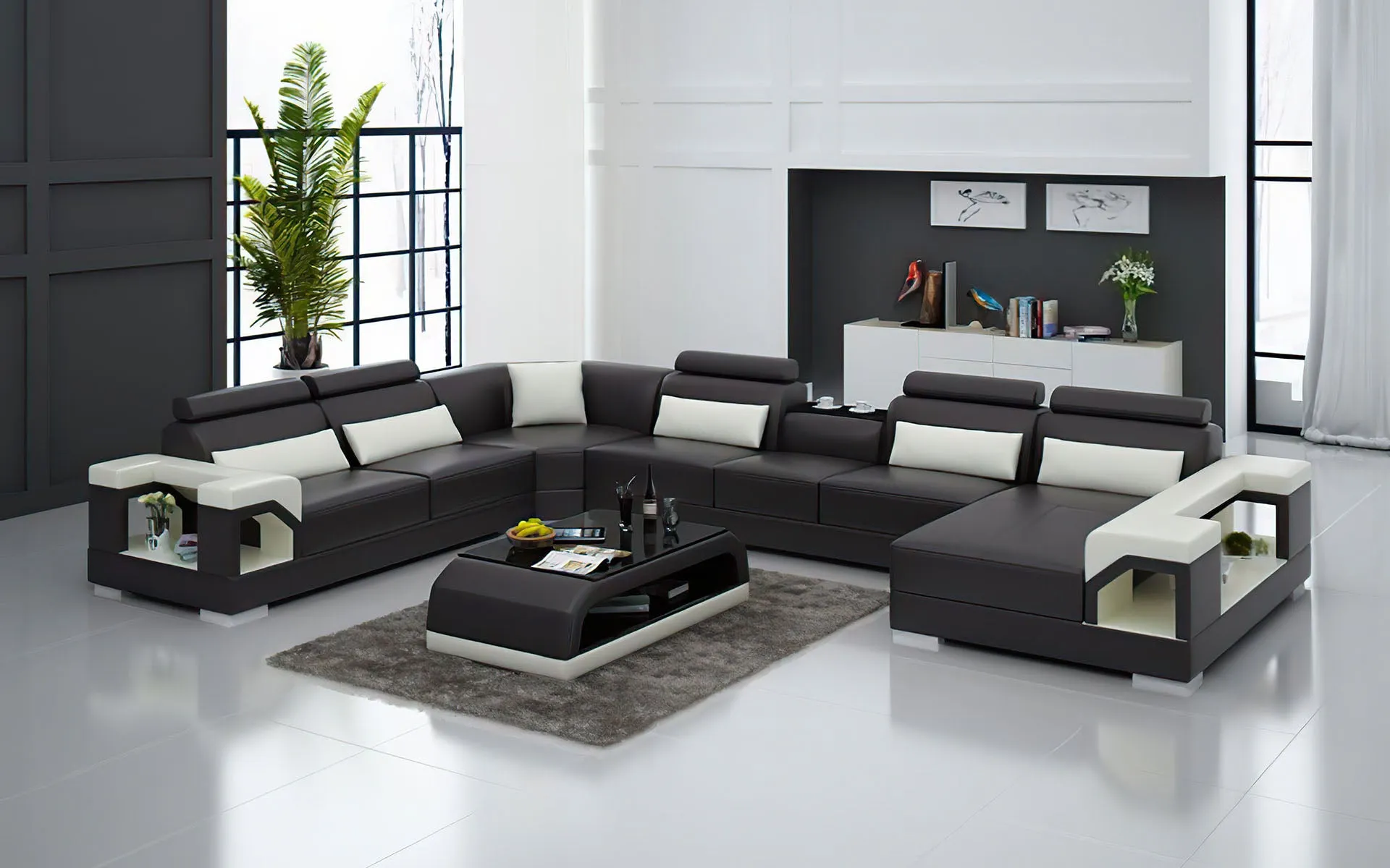 Talos Modern U-Shape Leather Sectional