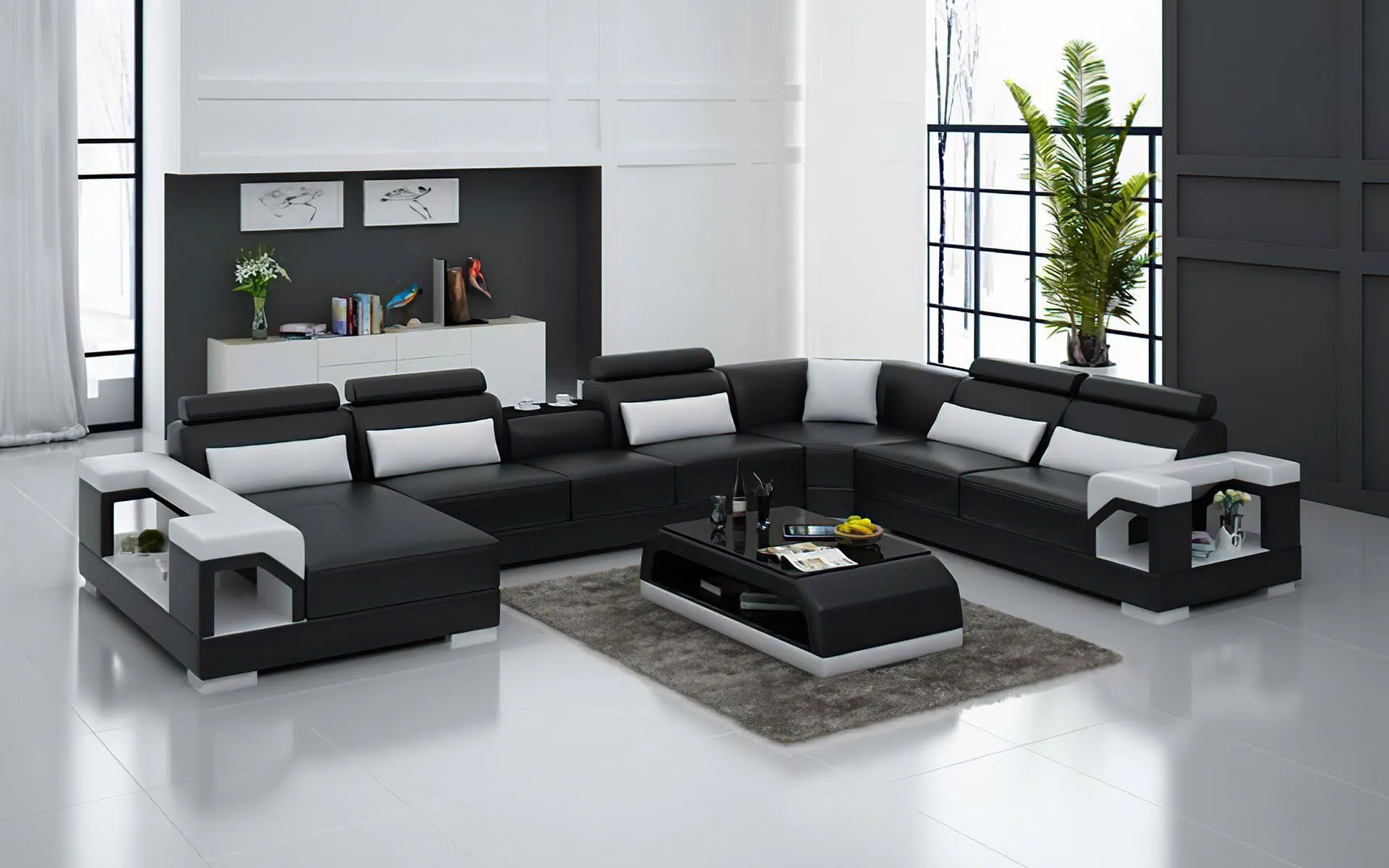 Talos Modern U-Shape Leather Sectional