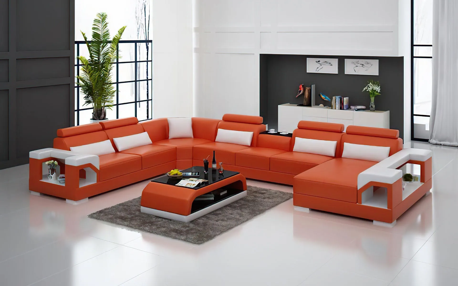 Talos Modern U-Shape Leather Sectional