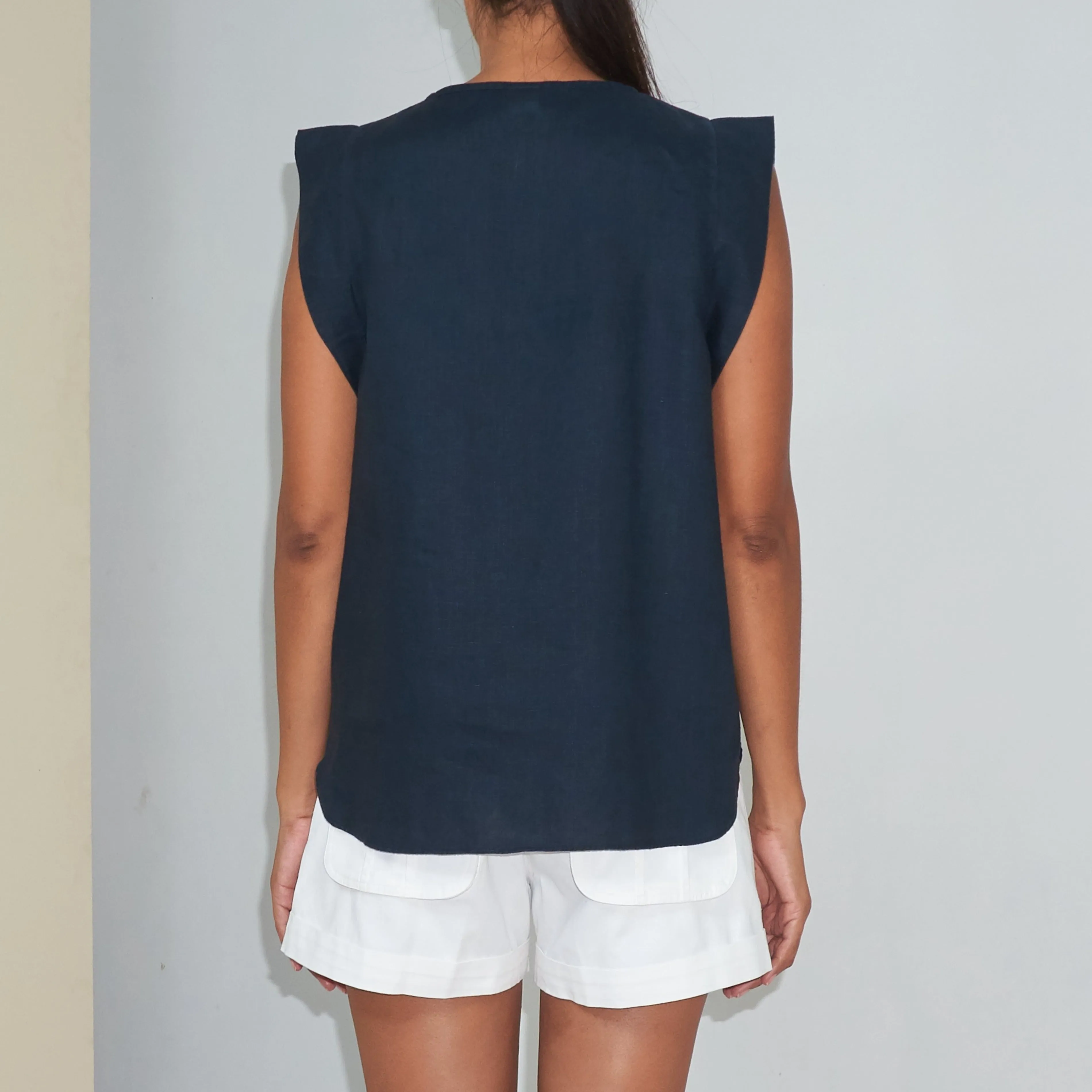 TEE VS TOP - Linen | Midnight Blue