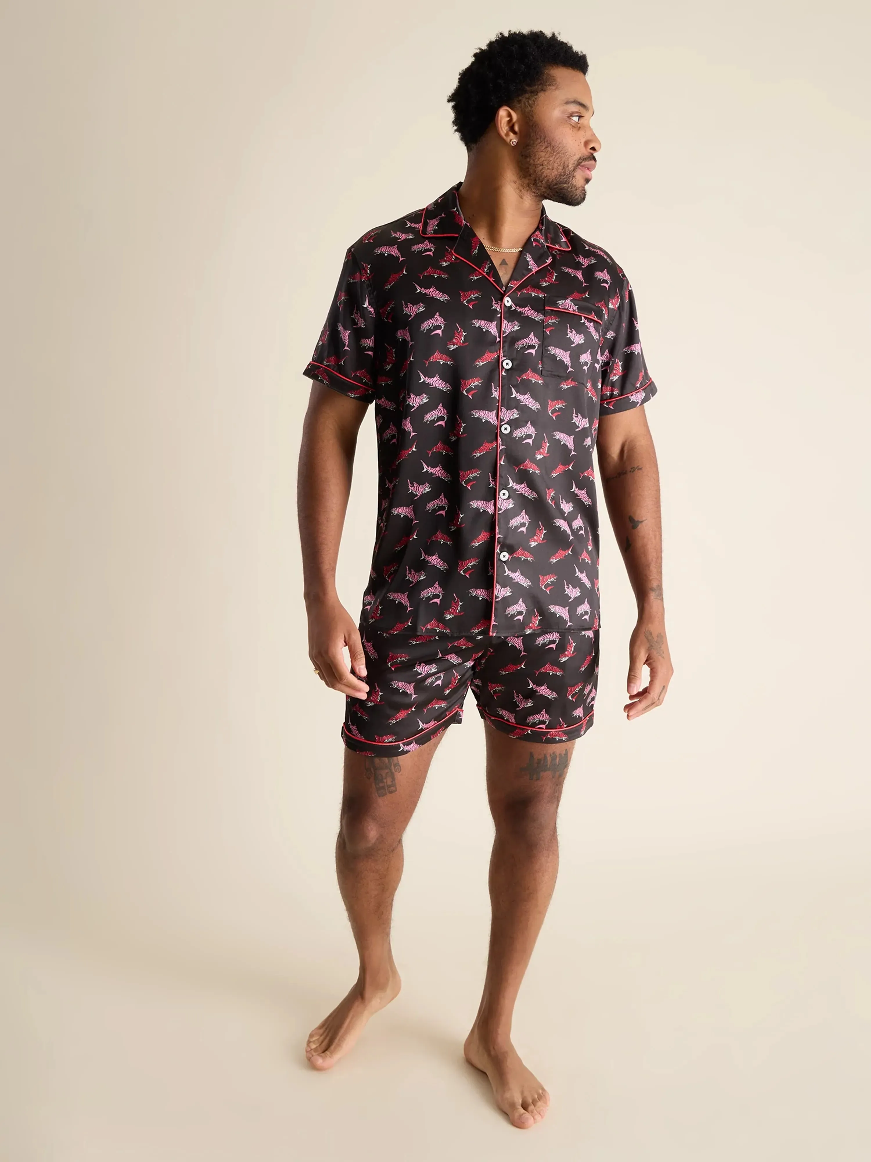 The Lions, Tigers, and Sharks, Oh My! (Satin Sleep Shirt)
