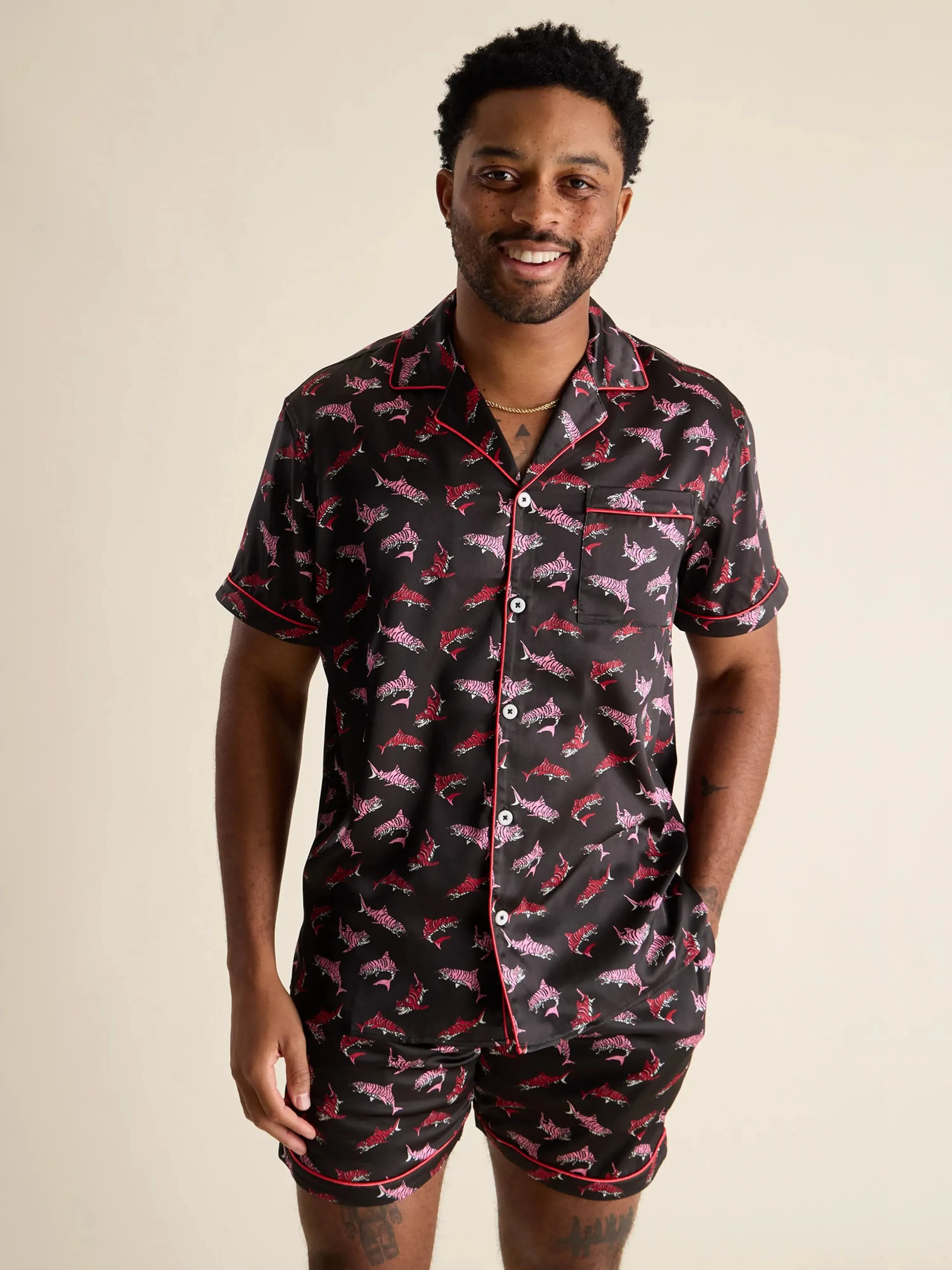 The Lions, Tigers, and Sharks, Oh My! (Satin Sleep Shirt)