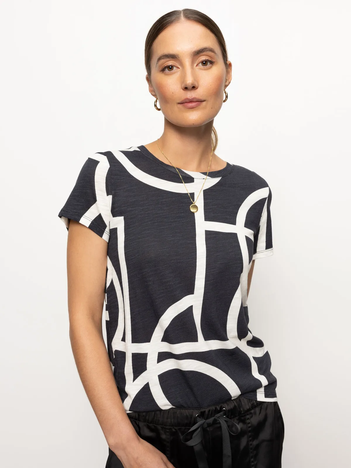 The Perfect Tee Black Graphic Lines