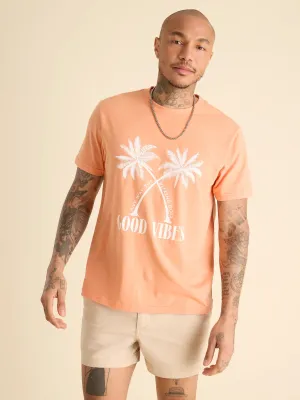The Twin Palms (Non Pocket Graphic T-Shirt) - Orange