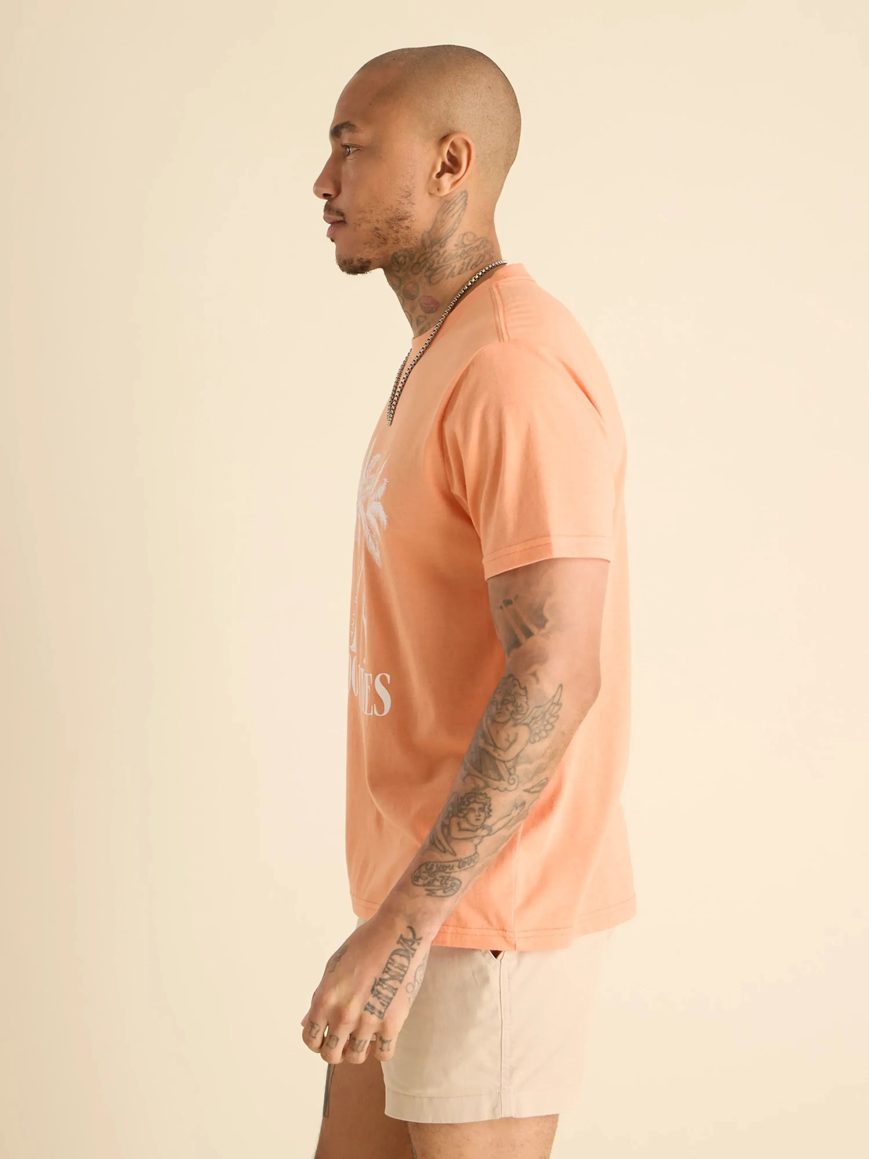 The Twin Palms (Non Pocket Graphic T-Shirt) - Orange