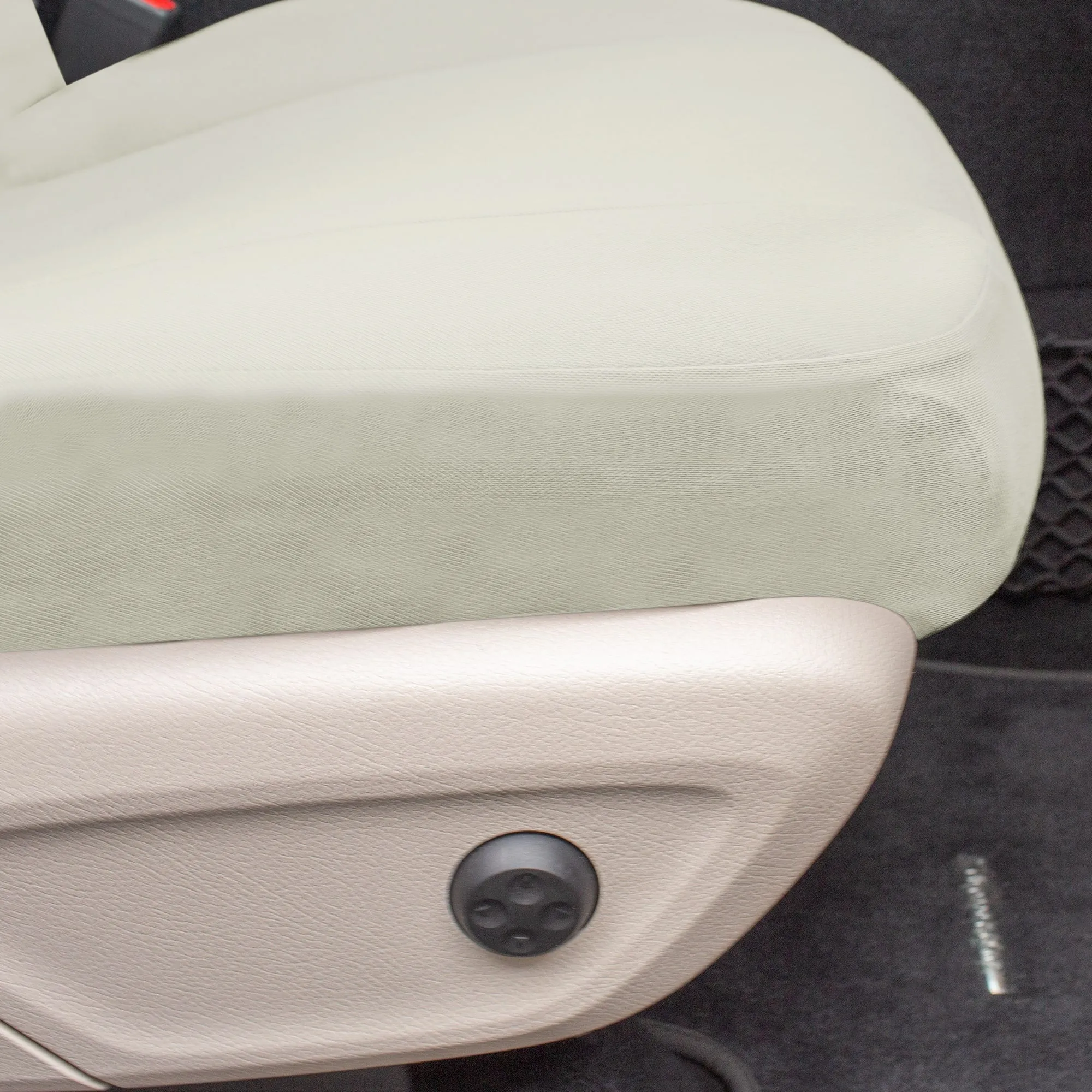 TLH Classic Flat Cloth Car Seat Covers Full Set - Solid Beige