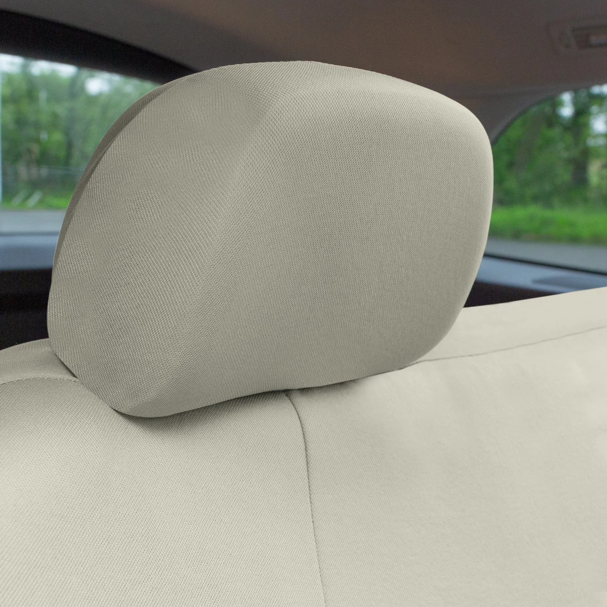 TLH Classic Flat Cloth Car Seat Covers Full Set - Solid Beige