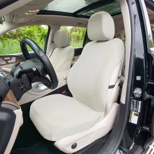 TLH Classic Flat Cloth Car Seat Covers Full Set - Solid Beige