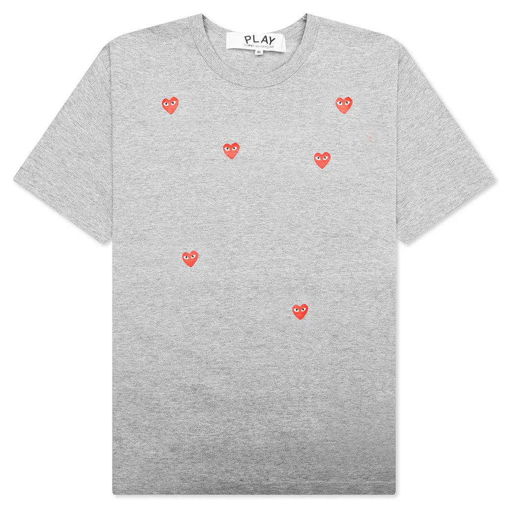 Tri Red Heart Logo Print T-Shirt - Grey