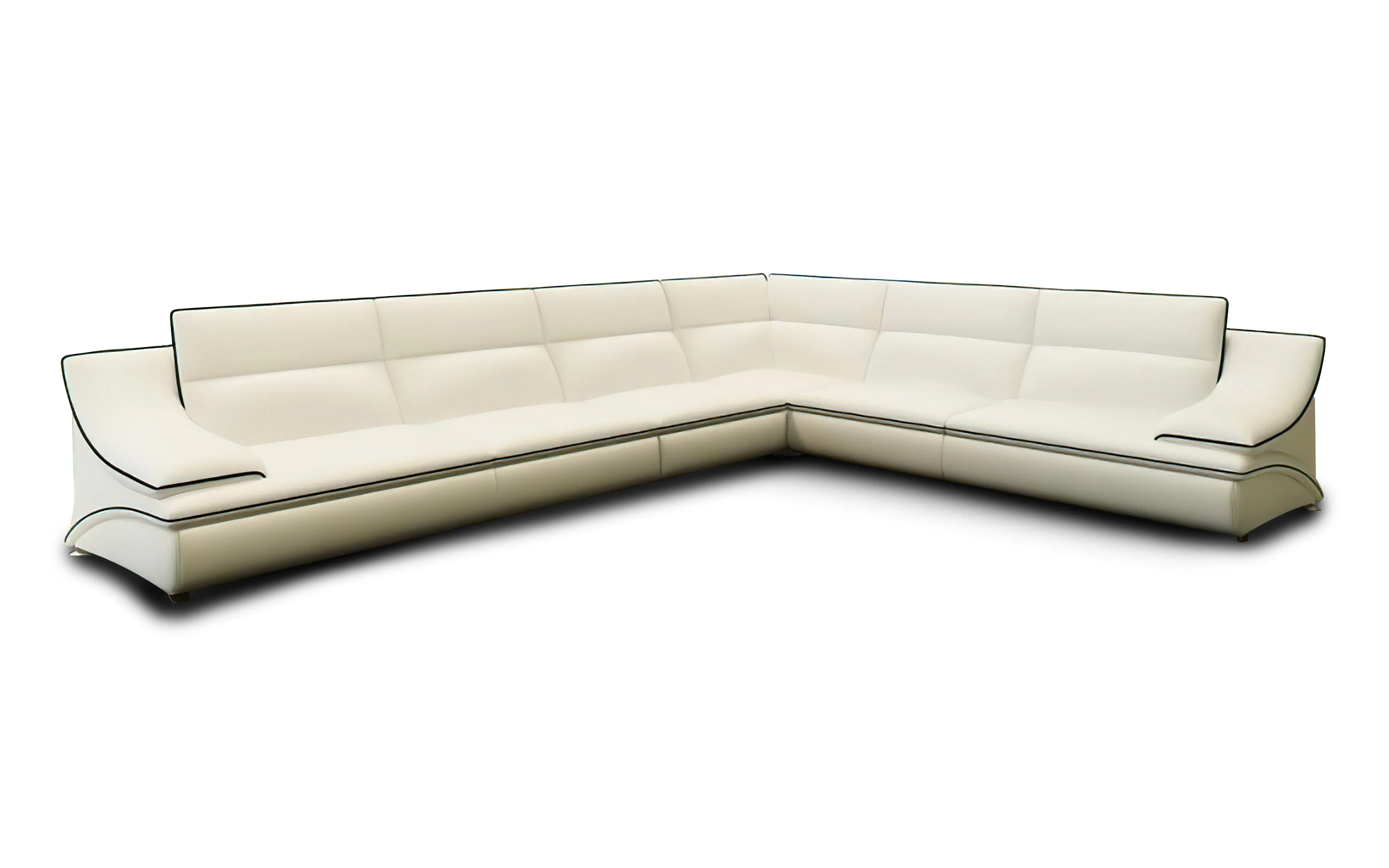 Umi Modern Leather Sectional with Coffee Table Set