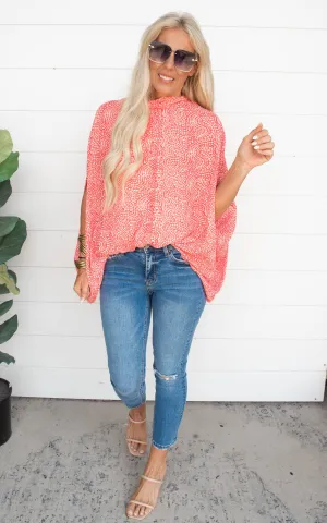 Wave Mosaic Mock Neck Caftan Top - Final Sale