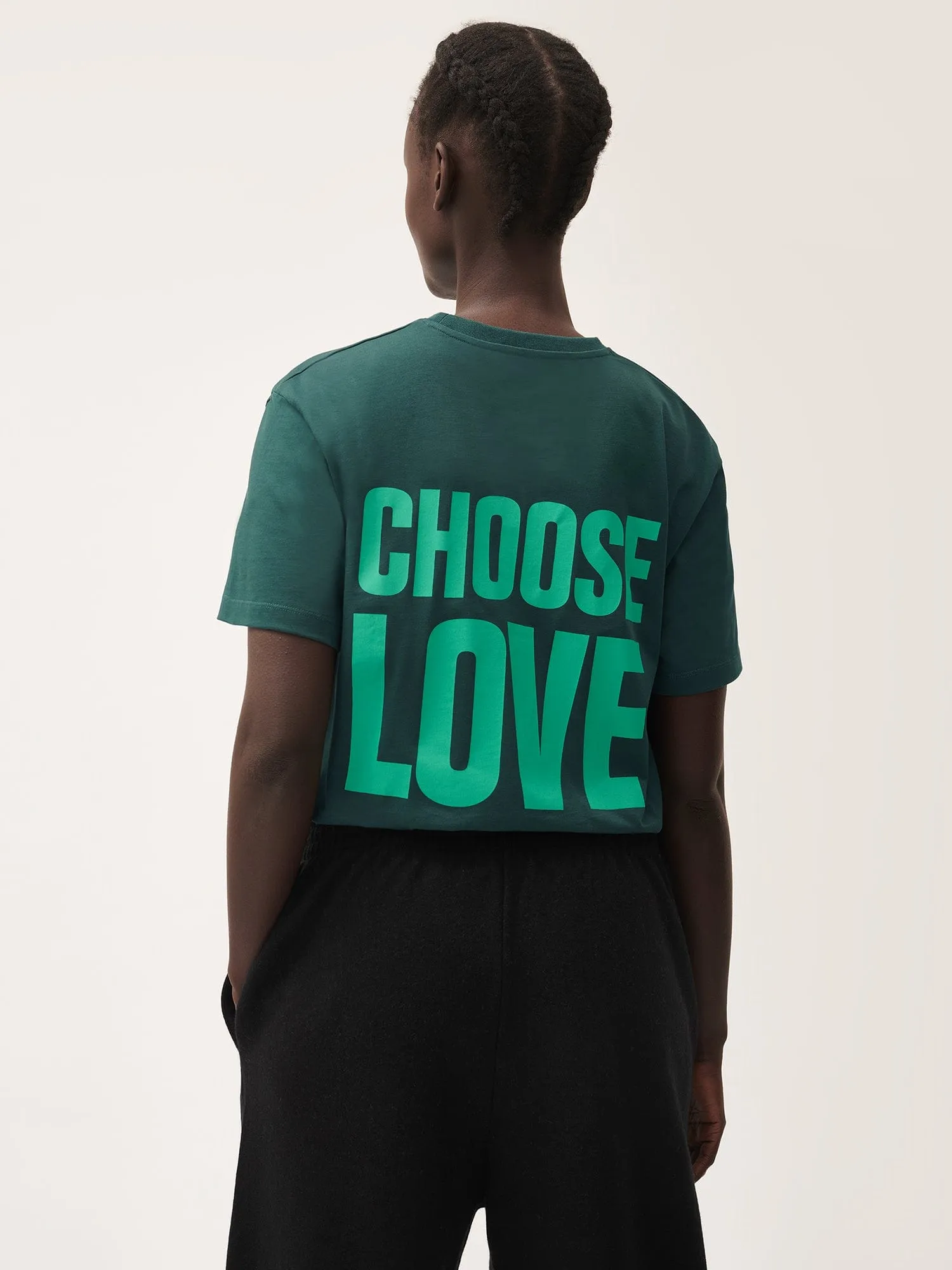 Womens Choose Love Midweight T-Shirt—foliage green