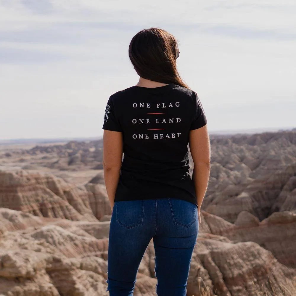 Women's Freedom Rose V-Neck - Black