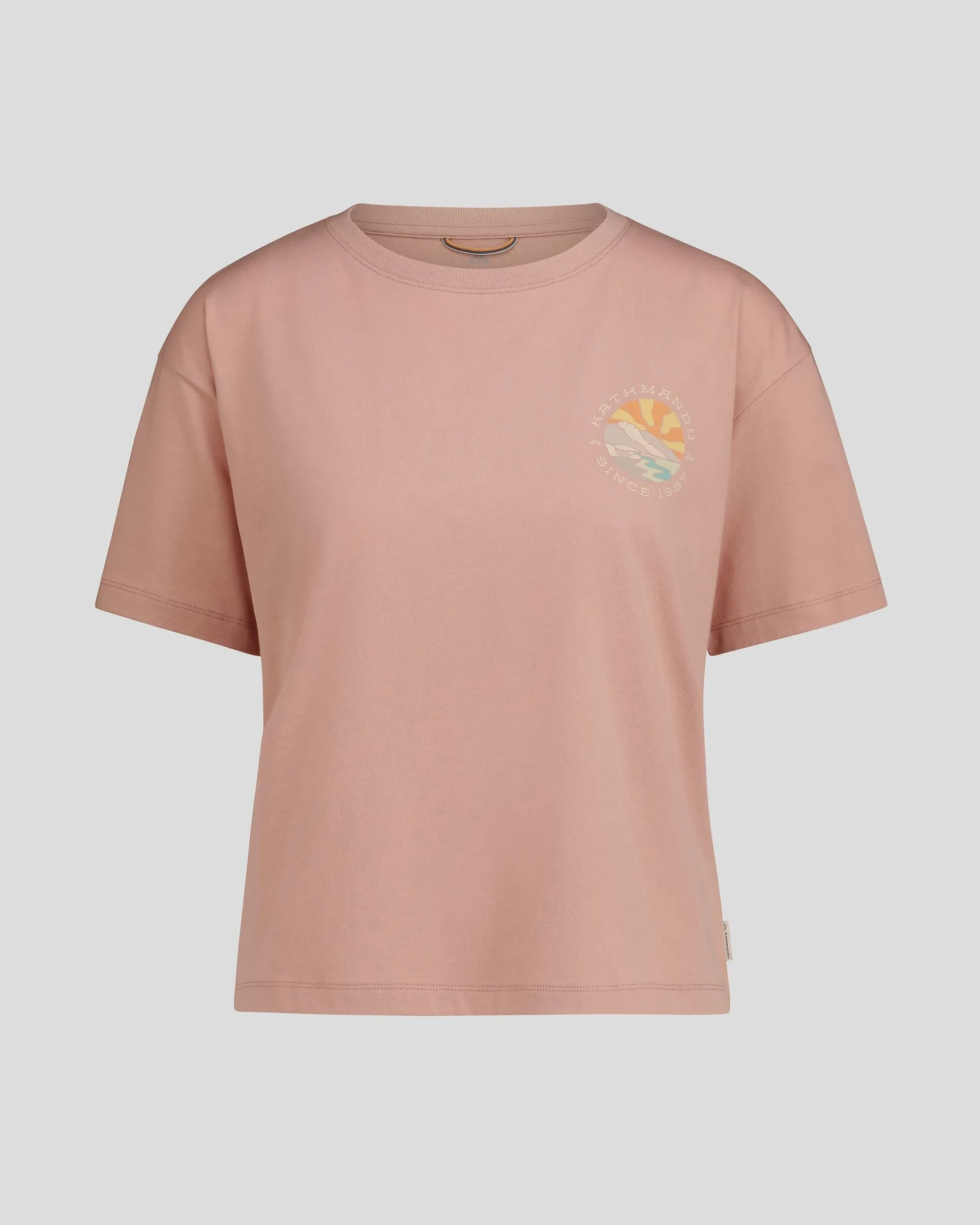 Women's Kathmandu Logo Sunburst Organic Cotton T-shirt - Mineral