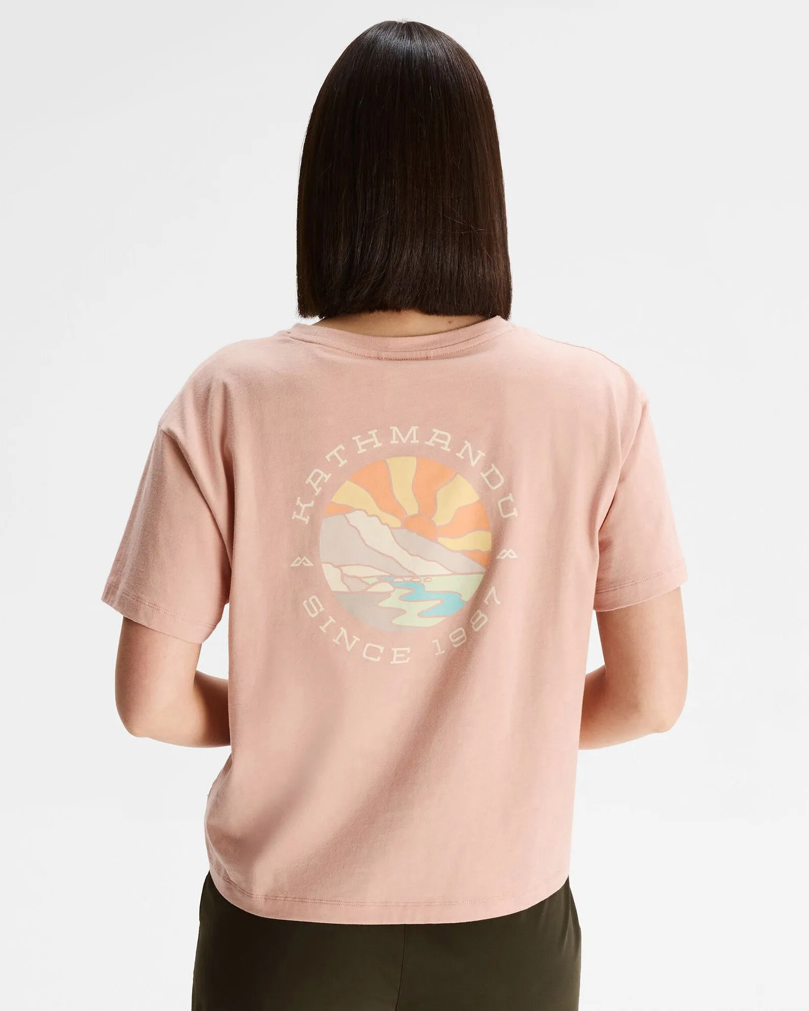 Women's Kathmandu Logo Sunburst Organic Cotton T-shirt - Mineral