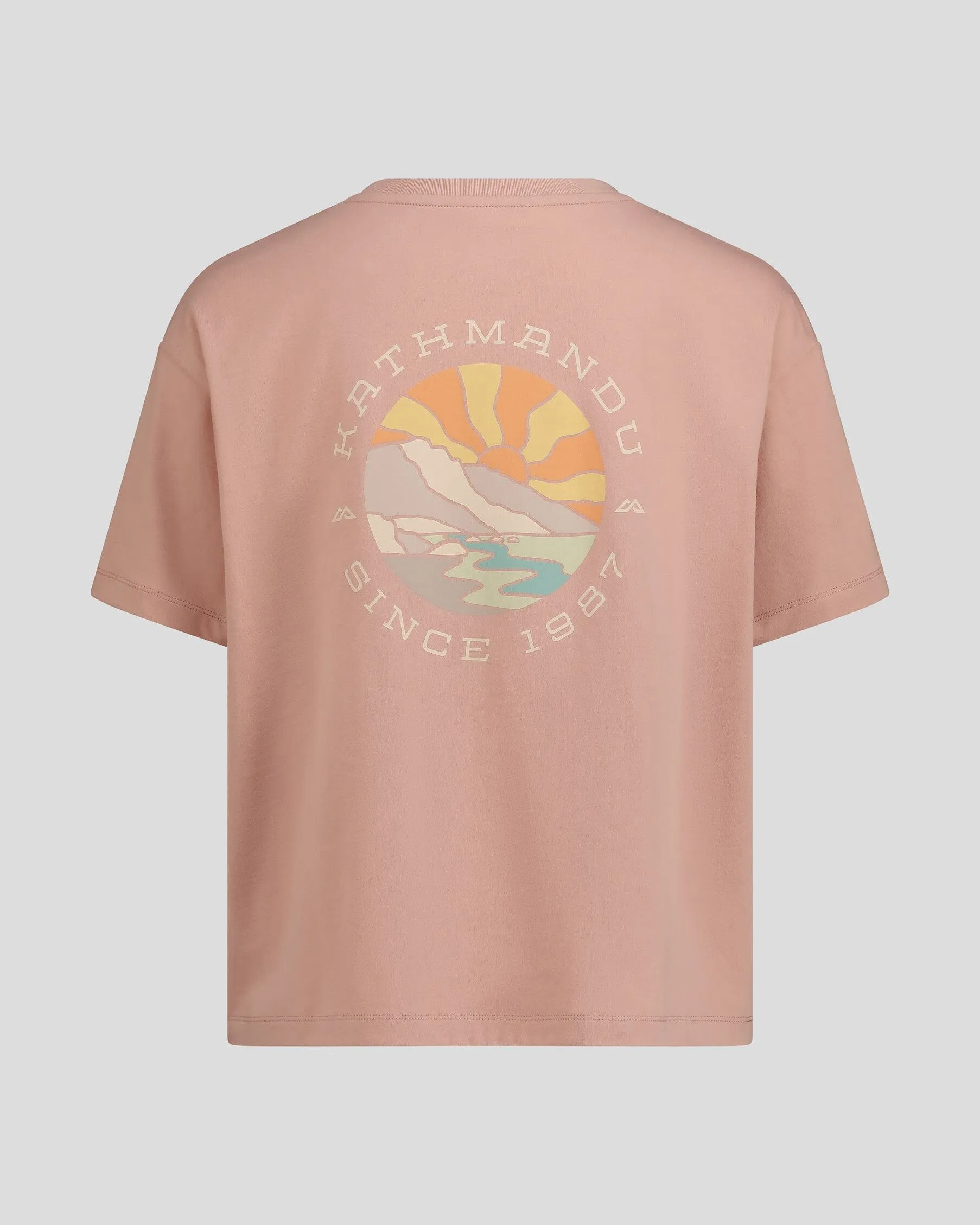 Women's Kathmandu Logo Sunburst Organic Cotton T-shirt - Mineral
