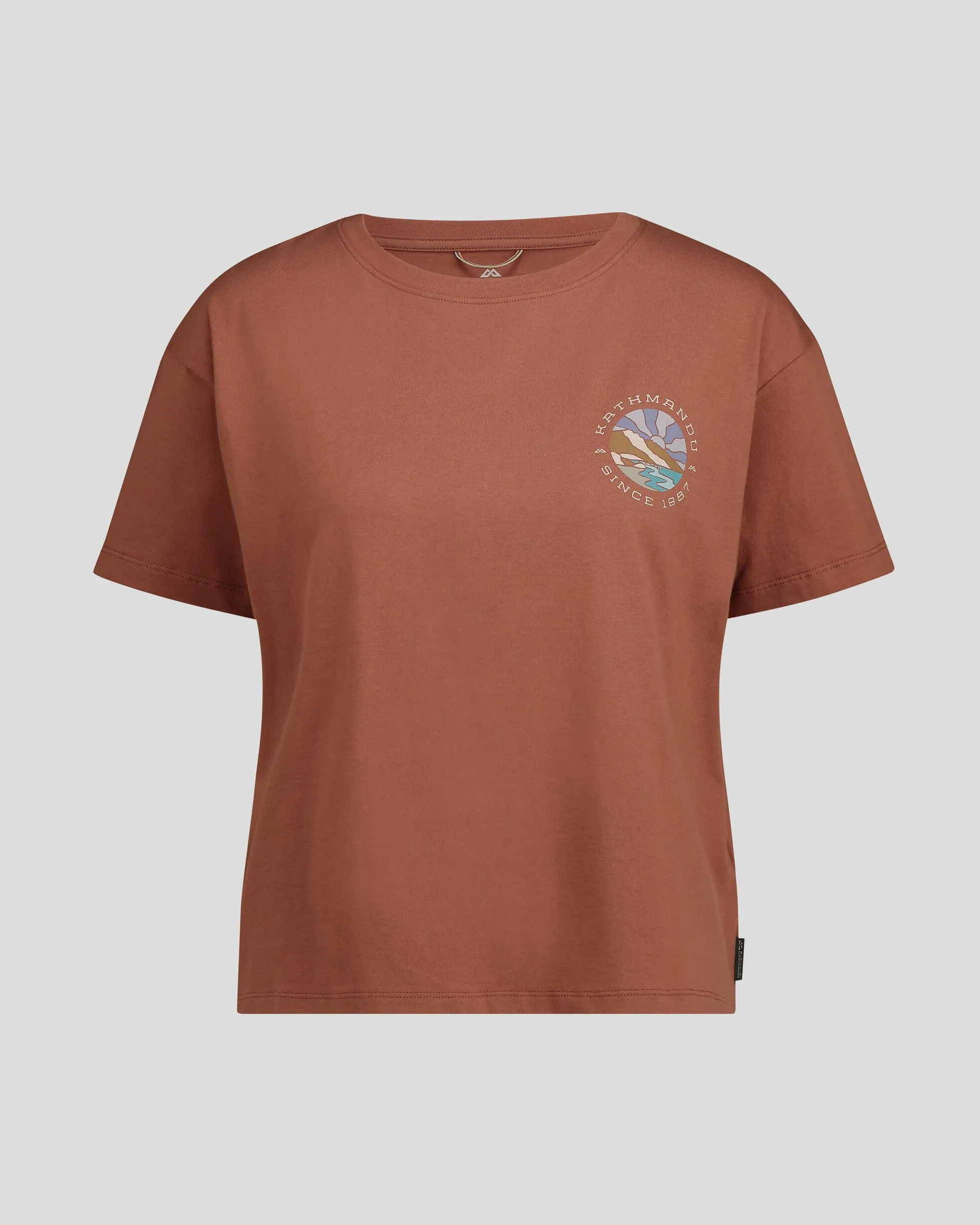 Women's Kathmandu Logo Sunburst Organic Cotton T-shirt - Woodsy
