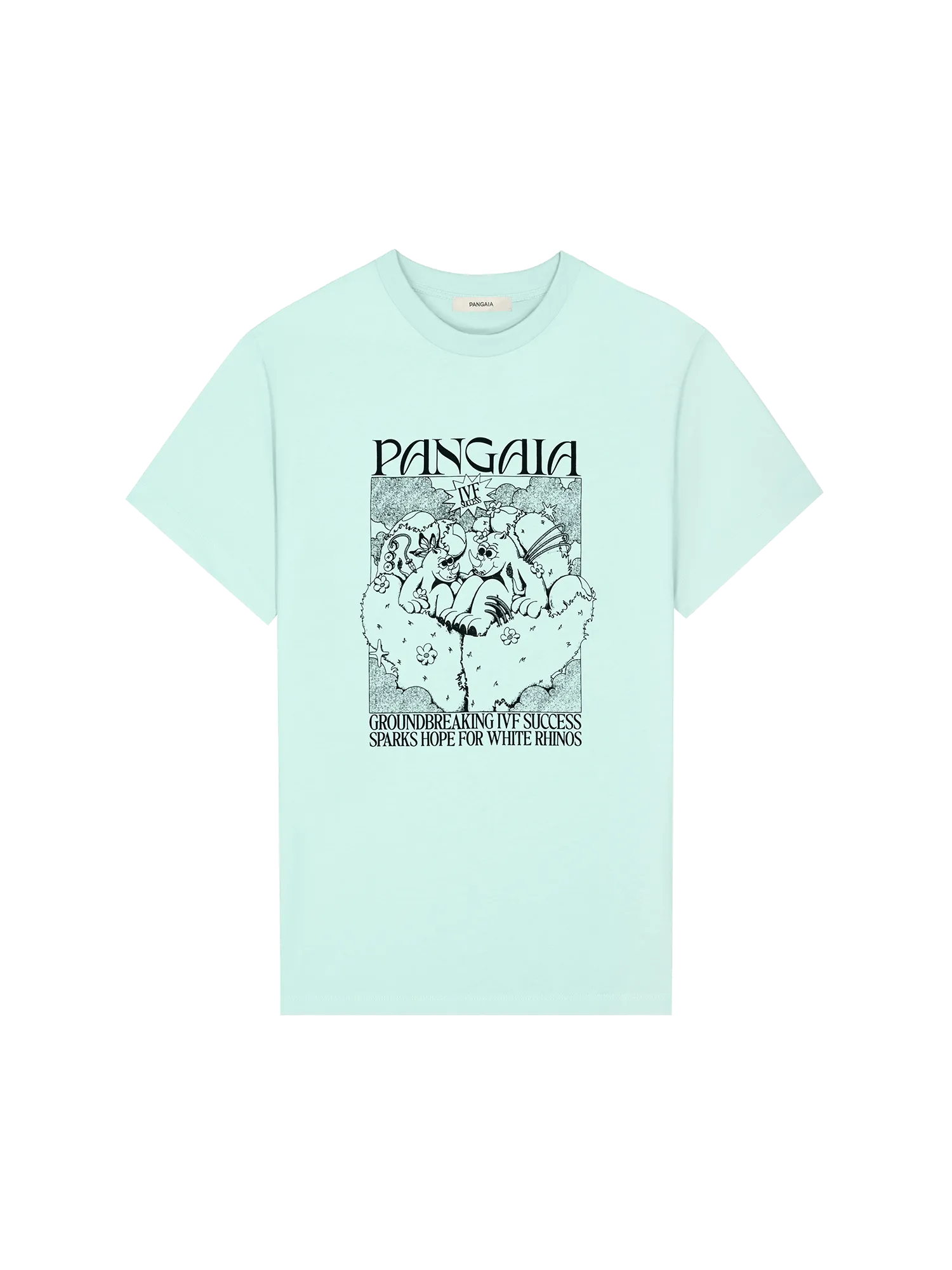 Womens White Rhino Hope T-Shirt—reflect blue