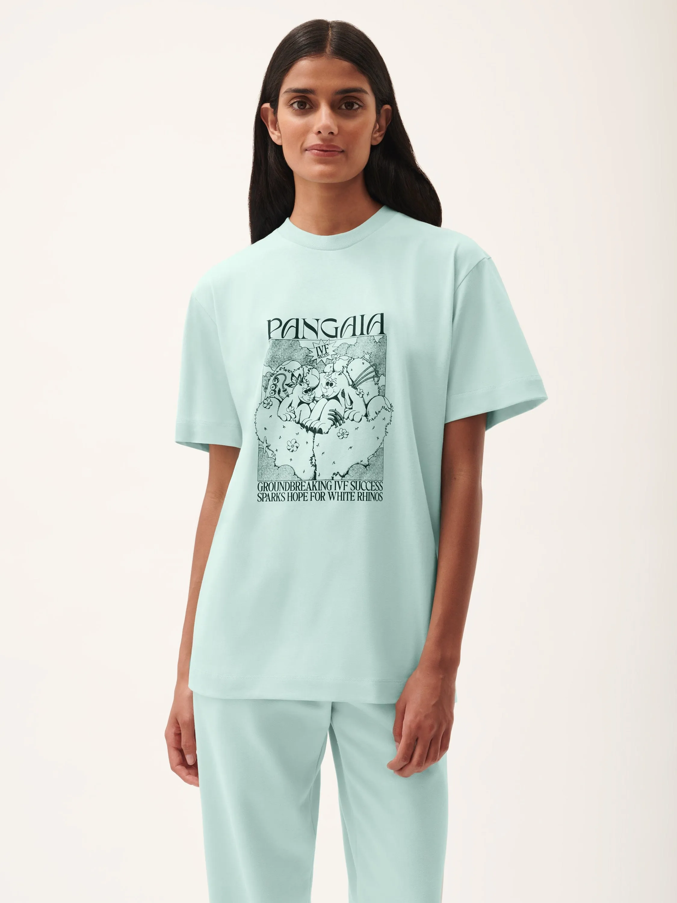 Womens White Rhino Hope T-Shirt—reflect blue