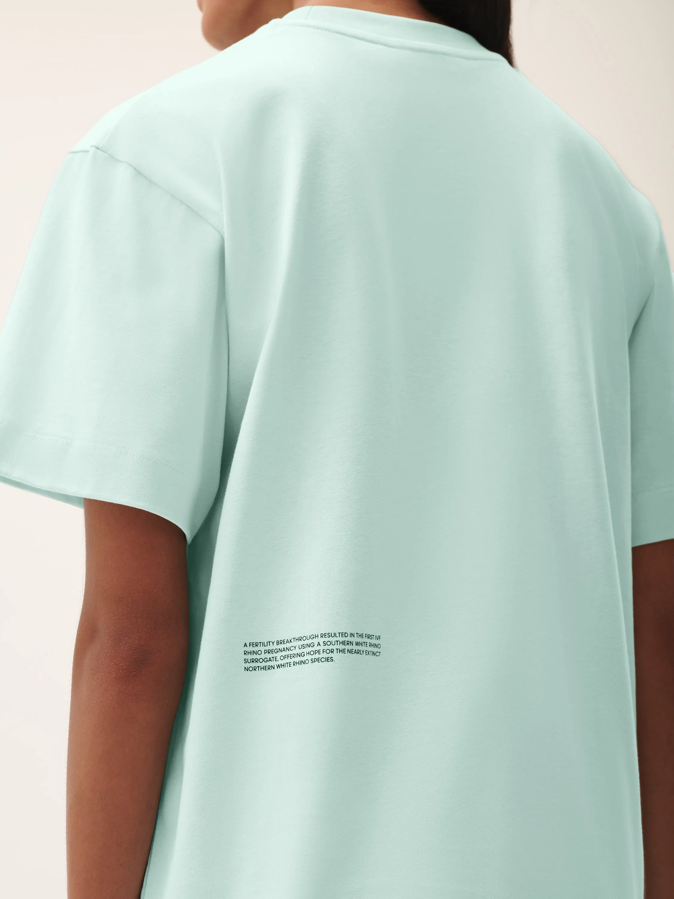 Womens White Rhino Hope T-Shirt—reflect blue