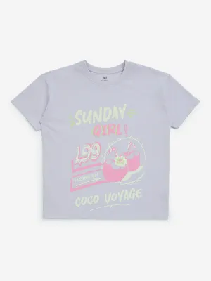 Y&F Kids Lilac Text Design Cotton T-Shirt